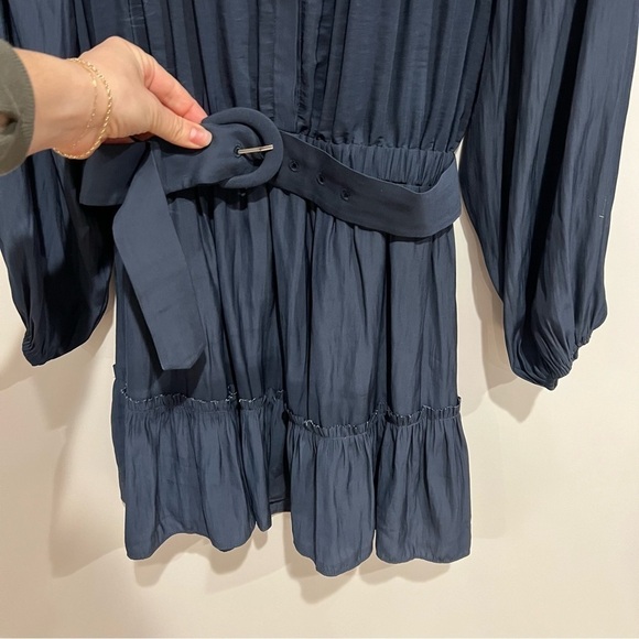 Ramy Brook Women's Blue Becky Belted Button Front Mini Dress - Picture 10 of 15